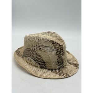 Gonzalez 1976 Panama Style Woven Straw Fedora Hat Natural Brown Resort Summer